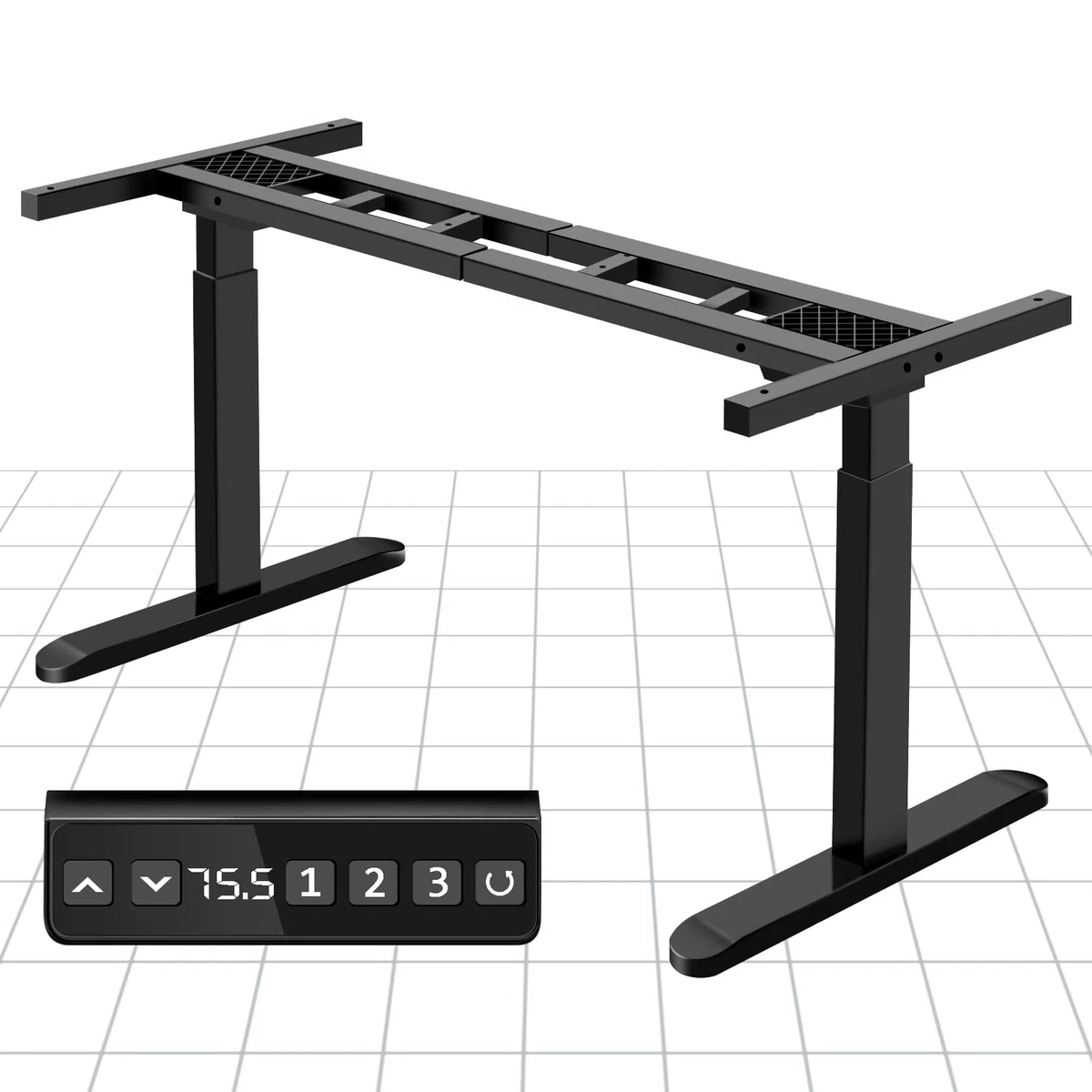 Marco de Escritorio Elevable Eléctrico Ajustable en Altura, con 2 Potentes Motores, Mesa Elevable con Panel Inteligente de 3 Memorias, Soporte hasta 200KG,Negro