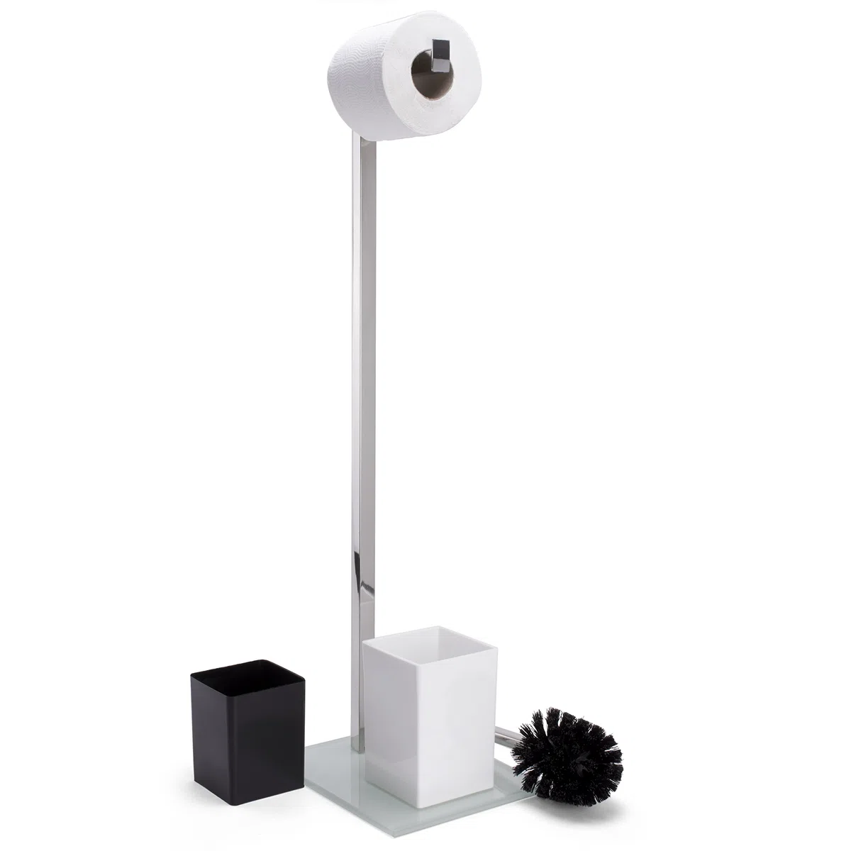 MSV Juego de Pie WC, Acero Inoxidable, Blanco, 70,5x22x18 cm