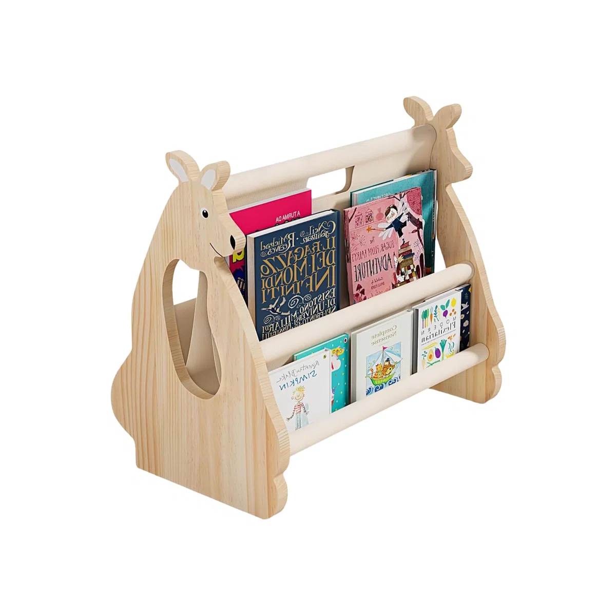 Estantería para niños, estantería de madera de doble cara con asa, organizador de libros para habitación de los niños, estantería para habitación de niños, estantería para habitación infantil, sala de
