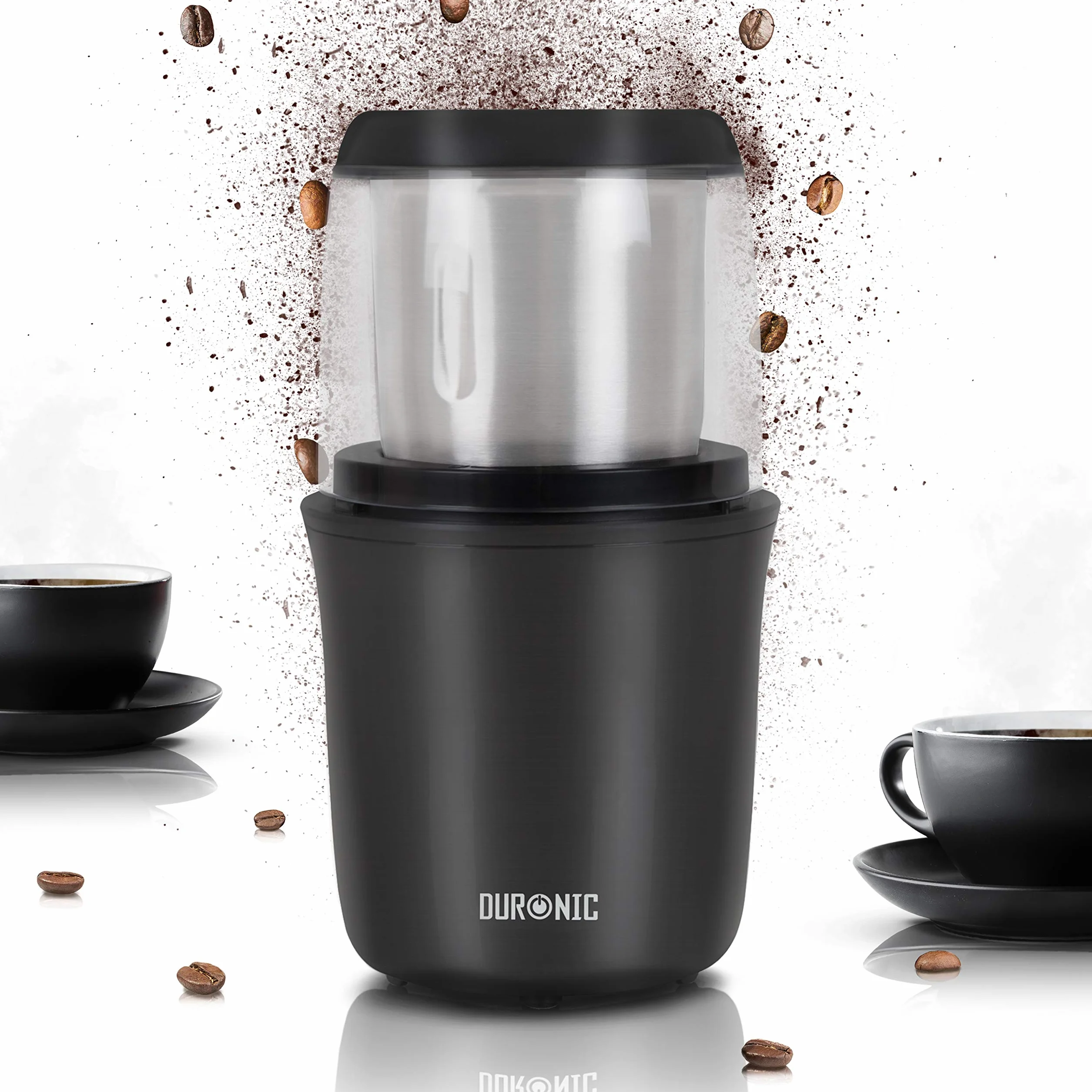 Duronic CG250 Molinillo de café eléctrico 250W y capacidad de 75g - Cuchilla de acero inoxidable para triturar semillas de café - Cappucinos, expreso, americano, café con leche frescos y caseros