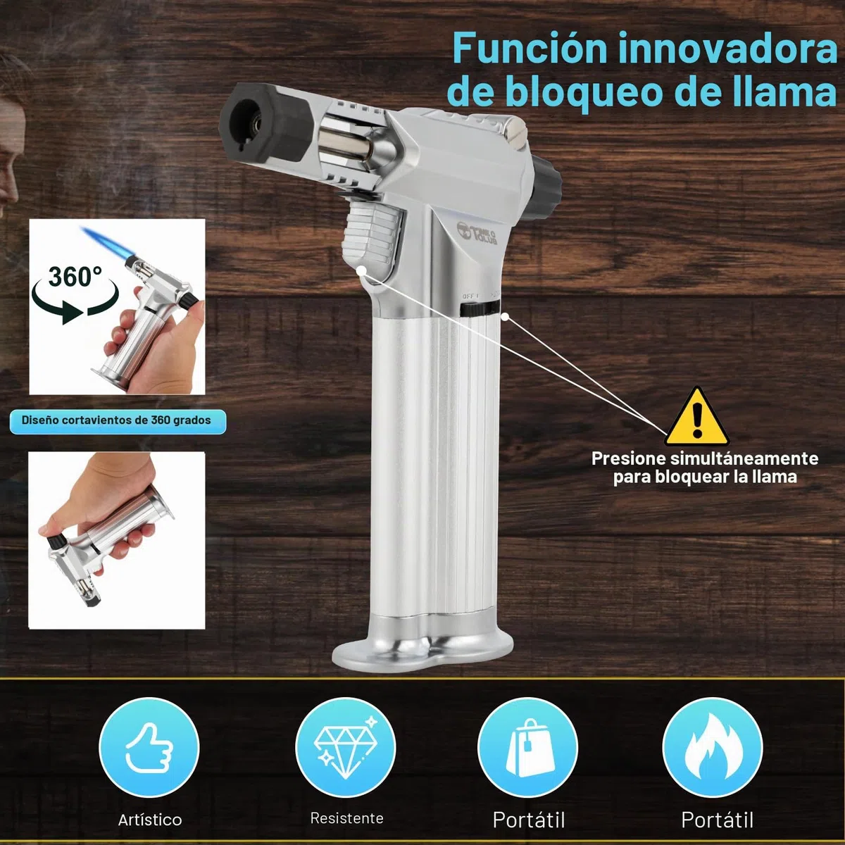 Todo metal, soplete de soldadura, quemador de butano de cocina profesional con bloqueo de seguridad, llama recargable ajustable multiusos, recargable para barbacoa, al aire libre, hornear, artesanía y