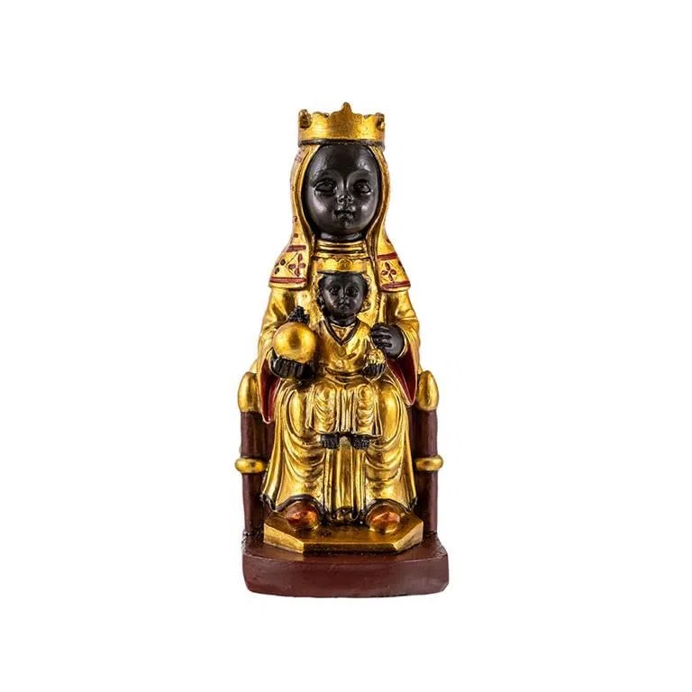 DRW Figura Virgen de Montserrat Estilo Infantil Resina Pintada a Mano 12 cm