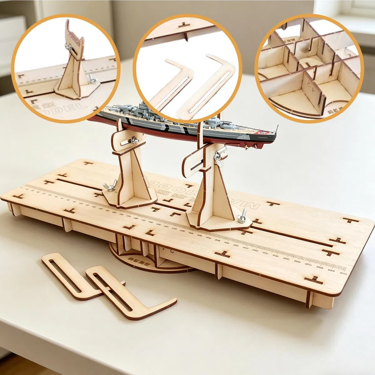 Base para Maquetas de Barcos con Bordes Redondeados, Soporte de Fabricación Experta para Maquetas de Barcos de Madera.