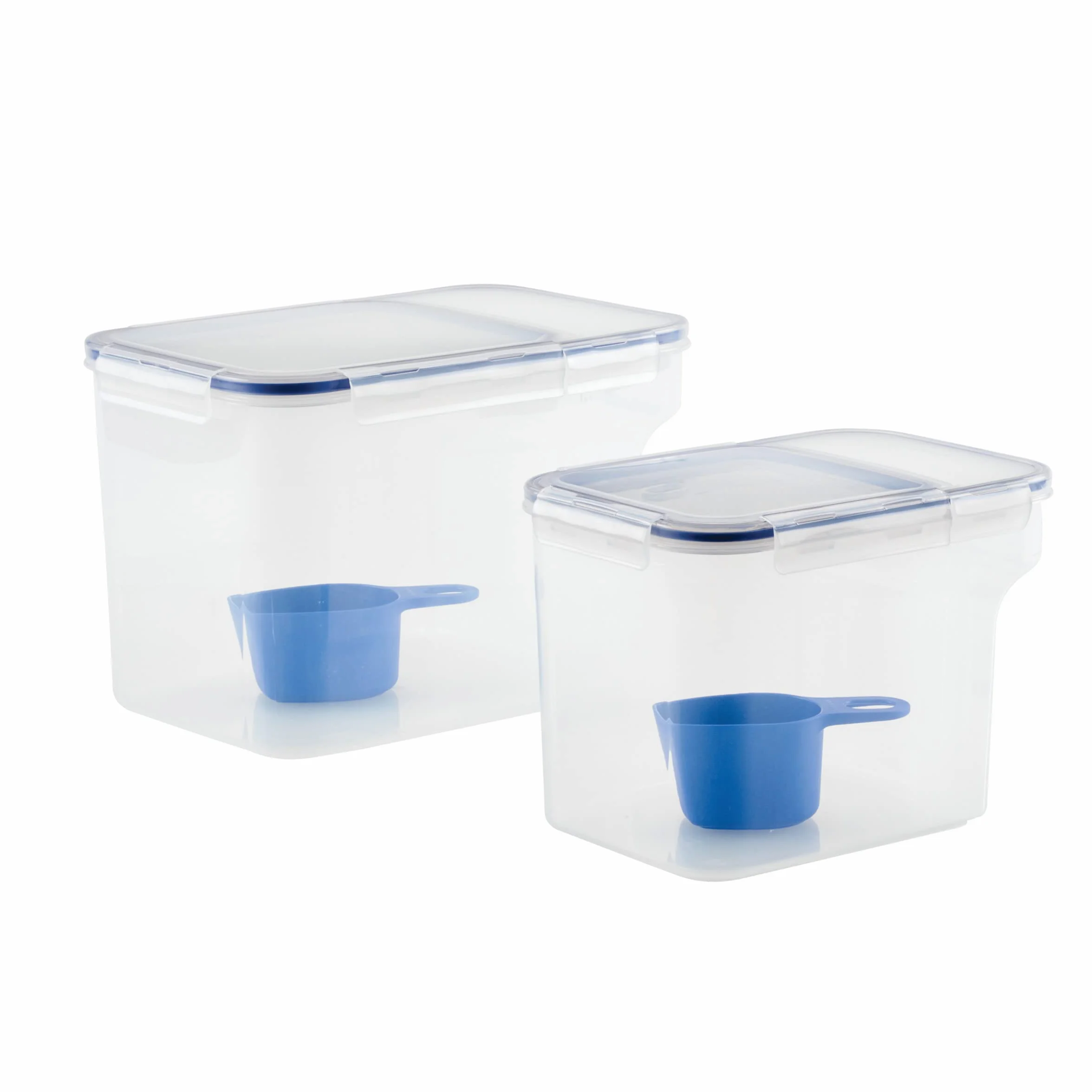 LocknLock Easy Essentials - Juego de contenedores y cubos de almacenamiento de alimentos, sin BPA, apto para lavavajillas, 4 piezas, transparente