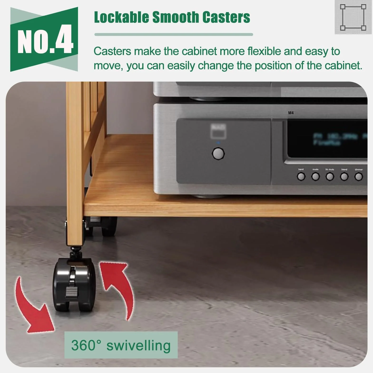 Soporte de alta fidelidad de altura ajustable, estante multimedia de 5 niveles para reproductores de TV, DVD, cajas de cables y almacenamiento de discos, armario estéreo versátil para sistema de