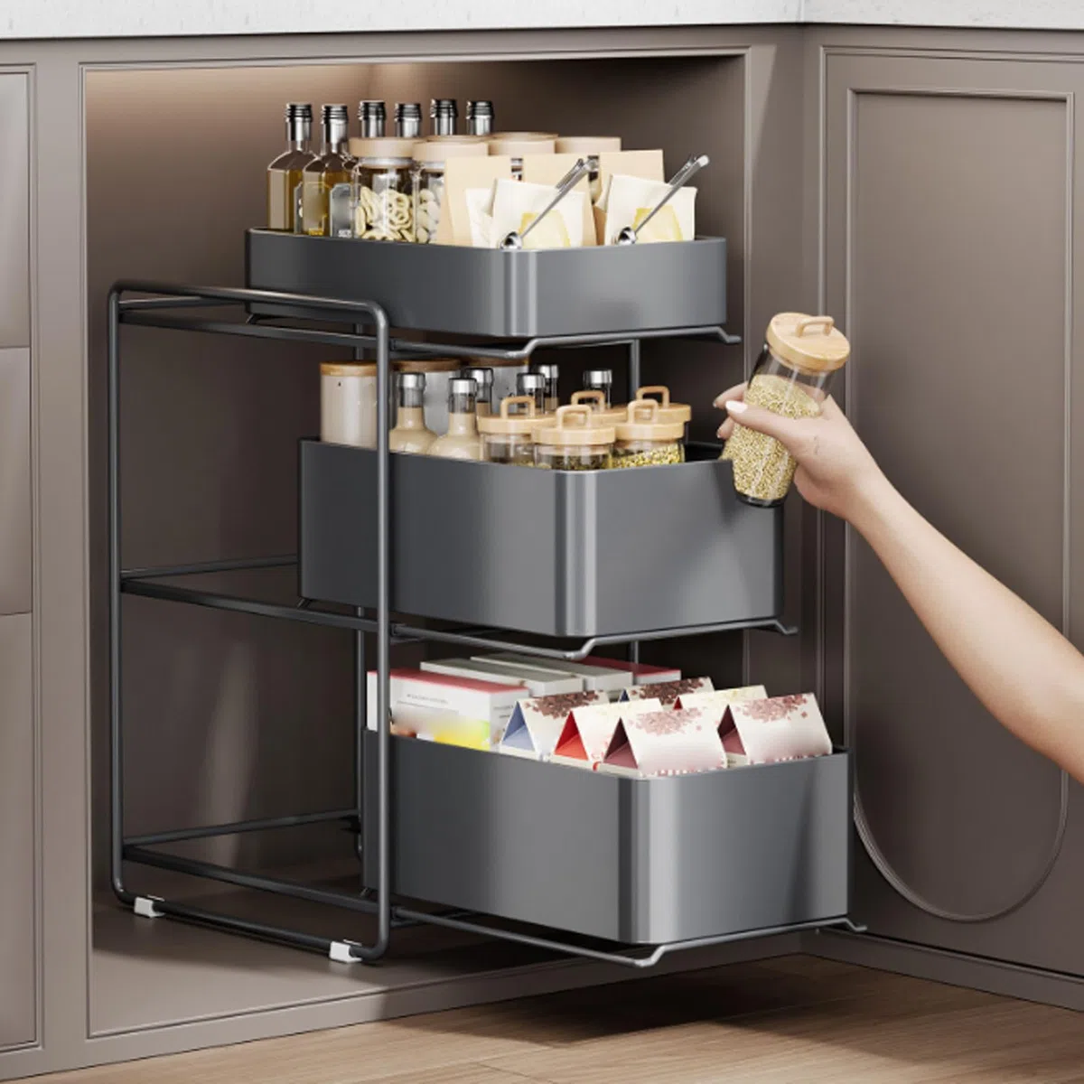 Estante de Almacenamiento Duradero Debajo del Fregadero, Organizador de Cocina y Baño Versátil para Oficinas