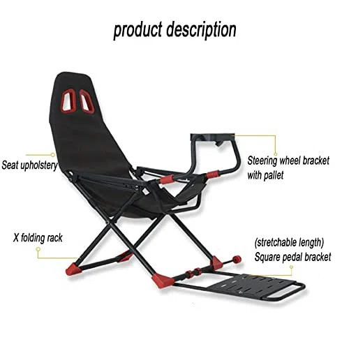 Cabina simuladora de volante de carreras con soporte ajustable para volante, asiento y respaldo plegables ergonómicos, compatible con Xbox One, PS4, PC