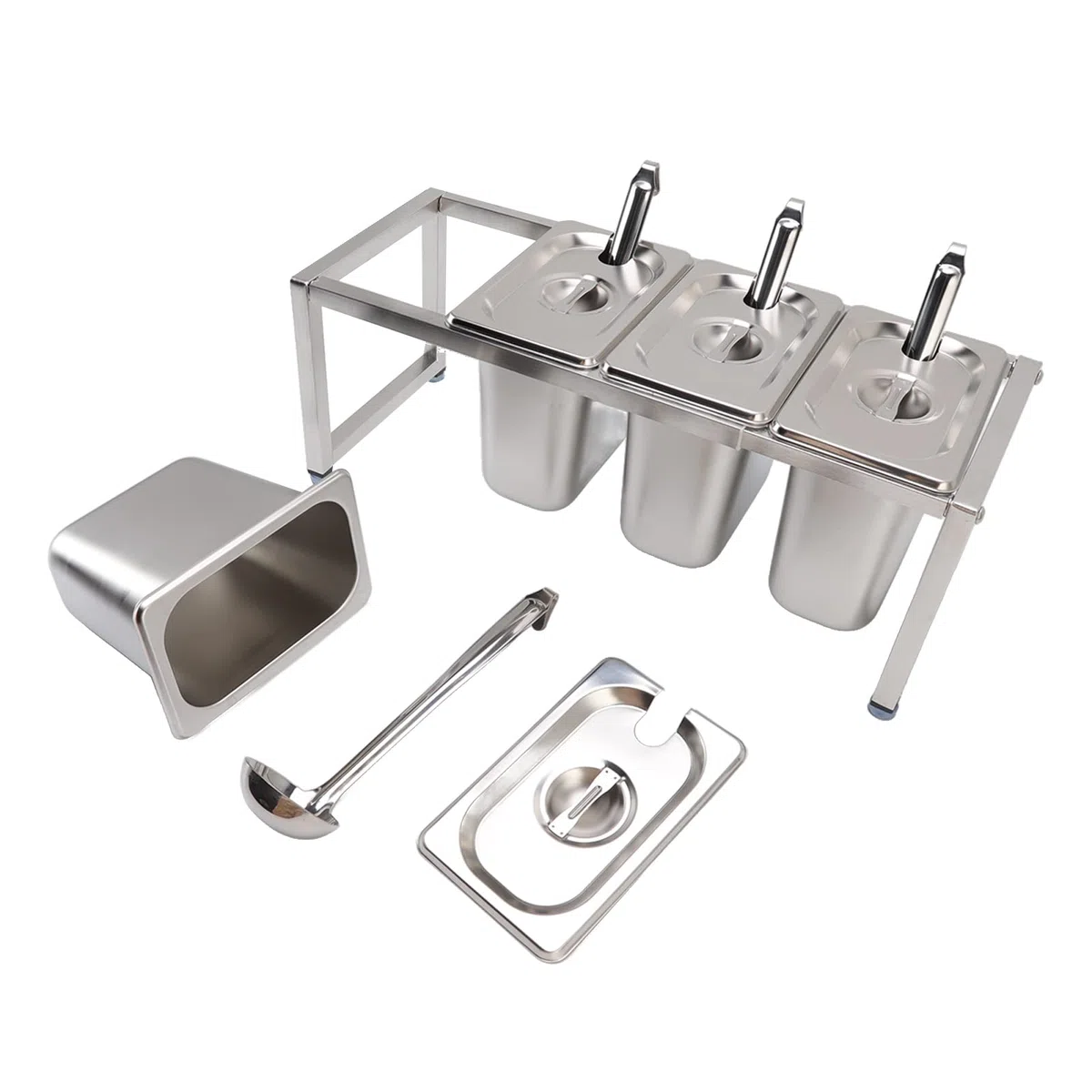 KIMISS Estante de Acero inoxidable: Soluciones de Almacenamiento de Cocina con Soporte para Condimentos con Acabado de Espejo Pulido, Diseño Apto para Uso Alimentario (Caja de 4 piezas)