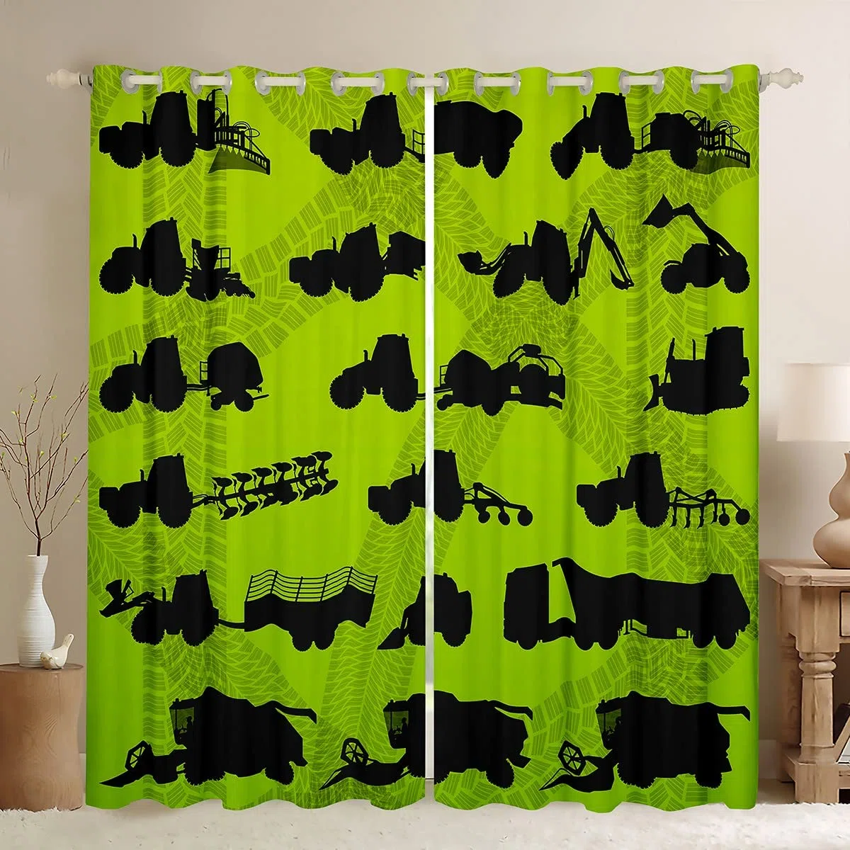Cortinas de Ventana de Coche de Dibujos Animados para Dormitorio, Sala de Estar, Excavadora, Tractor, Cortinas para niños, construcción de Ventanas, maquinaria, grúas, vehículos, Tratamiento de Venta