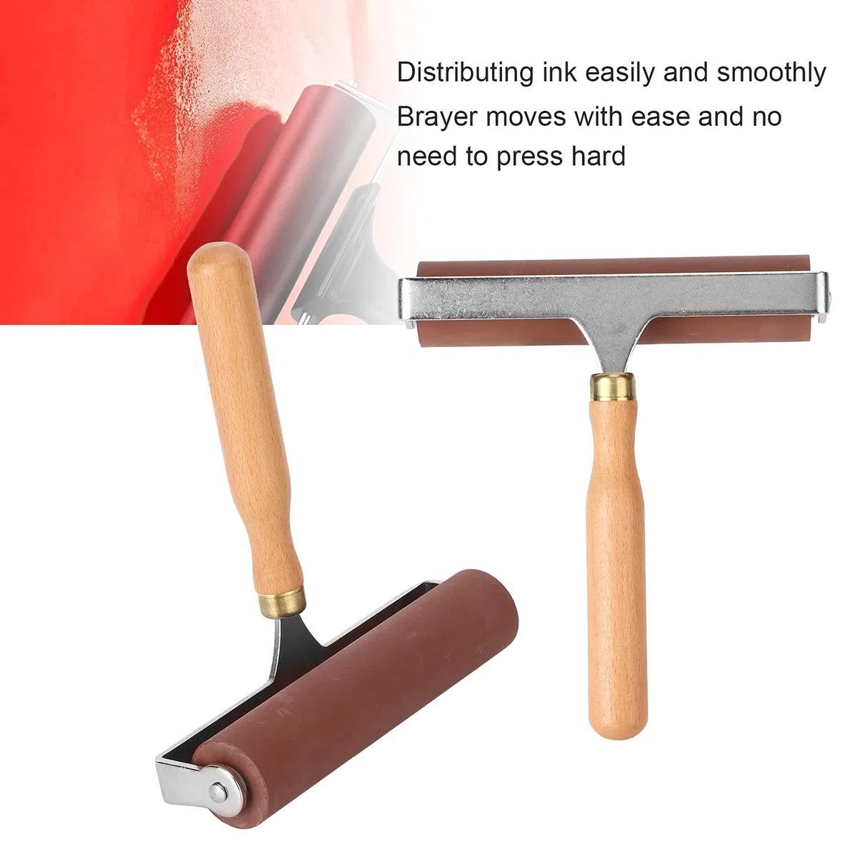 Brayer, Rodillo De Goma Elástica Suave, Flexible Y Duradera, para Terminar De Imprimir, Estampar De Manera Suave Y Limpia, Adecuado para Grabado, Bloque De Tinta, Superficie Tallada(15cm)