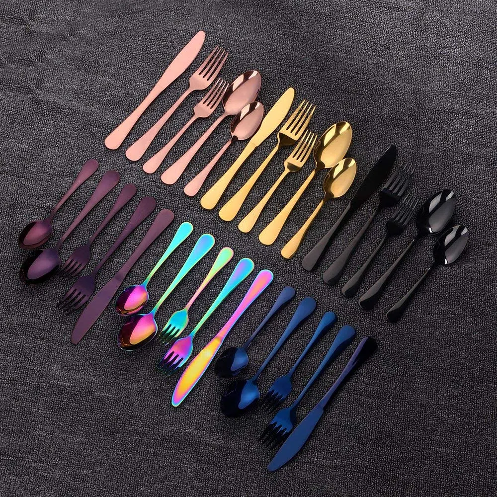 Buyer Star 20 piezas Cuberteria Servir para 4 personas, Cubiertos de acero inoxidable Reutilizable Vajilla para Fiesta de bodas Cocina Restaurante