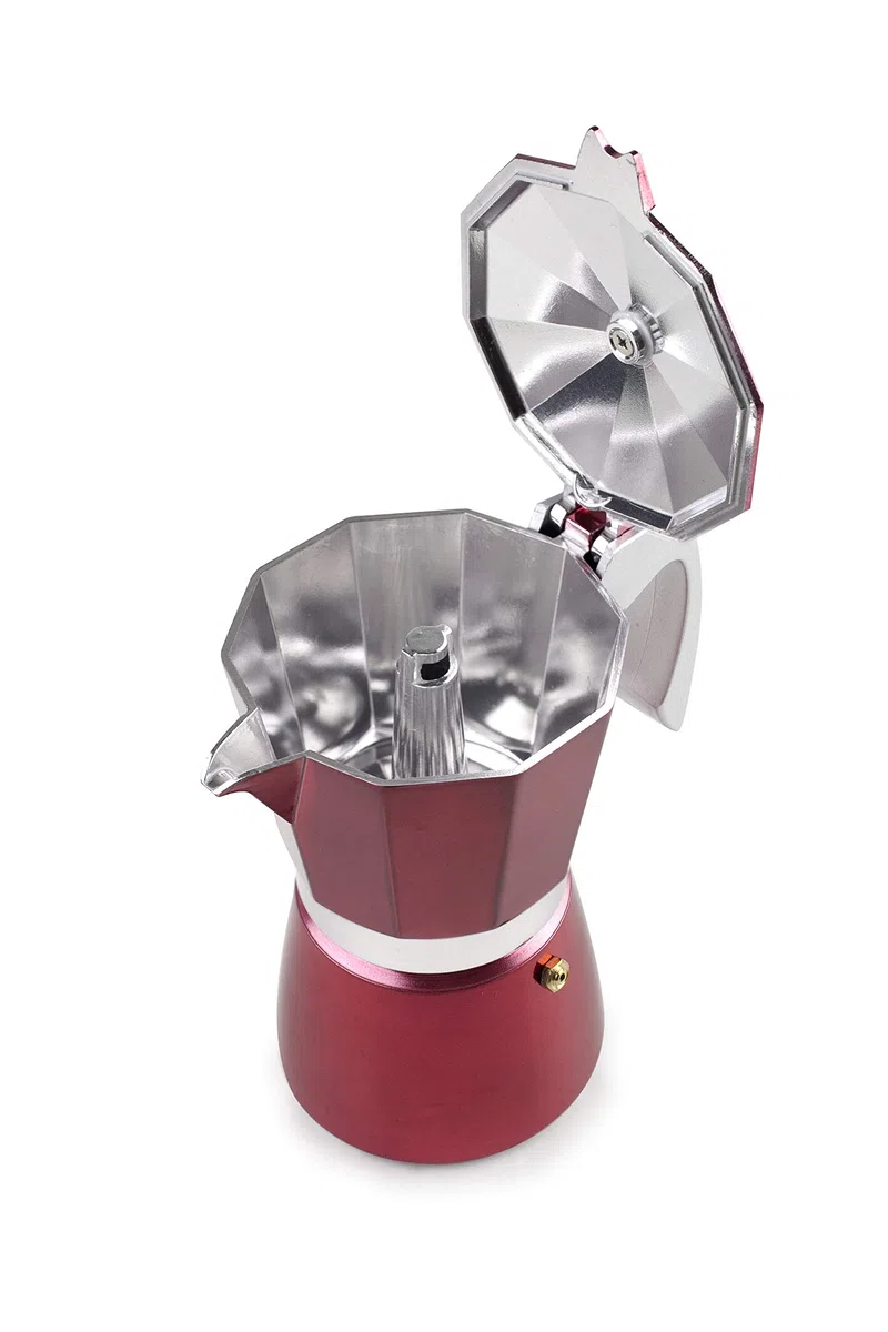IBILI - Cafetera express Evva Red, 2 tazas, 100 ml, Aluminio fundido, Apto para inducción