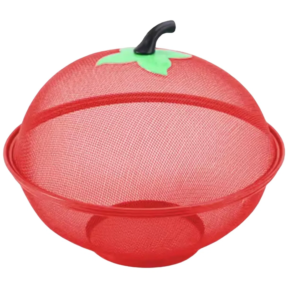 Frutero con tapa de 11.0 in, cesta de frutas de malla de alambre de metal con fondo elevado, elegante cesta funcional para alimentos para cocina, color rojo