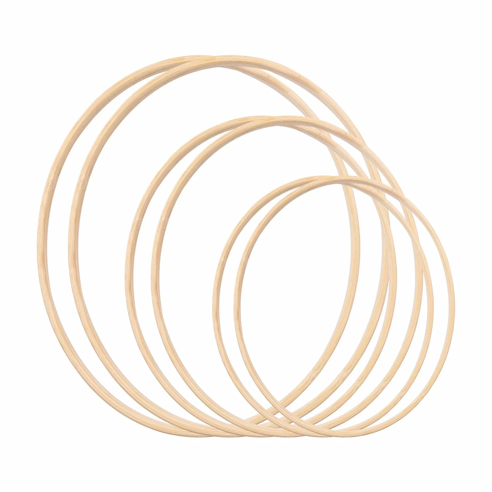 Gukasxi Anillos de Madera de Bambú con Ddiseño Floral y Macramé Aros Redondos para Atrapasueños, Manualidades, Anillos Artesanales de Bricolaje, Decoración de Coronas de Boda (20/25/33 cm)