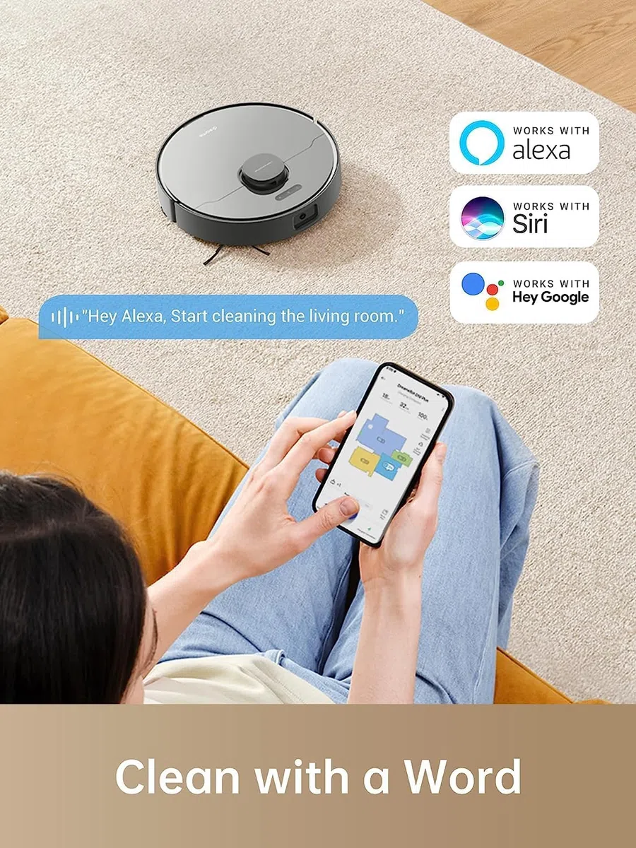 DREAME D10s Plus Robot Aspirador y Friegasuelos con Vaciado Automático DualBoost 1.0, AI Action, LDS, 5.000Pa, Autonomía de 280 min, Videovigilancia y Control de la App para Alfombras y Más