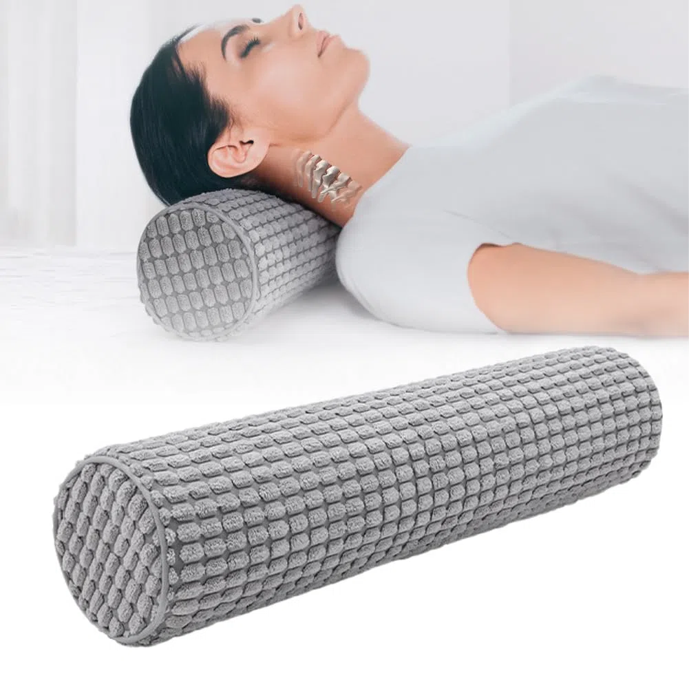 DASIAUTOEM Almohada Cervical con Funda, 11 x 45 cm, Almohada de Viaje con Espuma Viscoelástica, Lavable, Cojín Cervical, Alivio del Dolor de Cuello, Almohada para el Hogar, Oficina, Viajes, Yoga