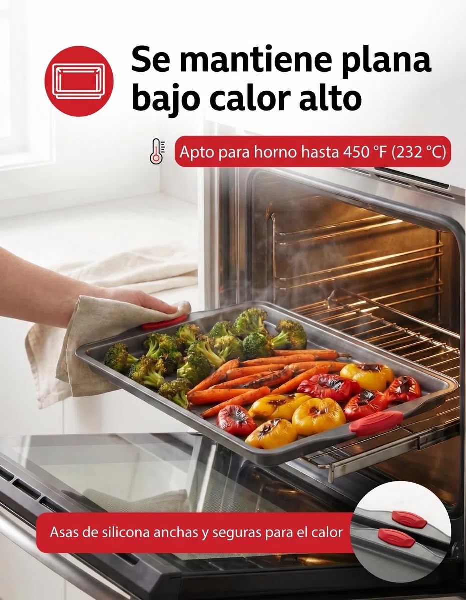 Bandeja antiadherente de Boxiki Kitchen| Bandeja para horno 100% no tóxica, revestida de acero inoxidable | Aptas para el lavavajillas