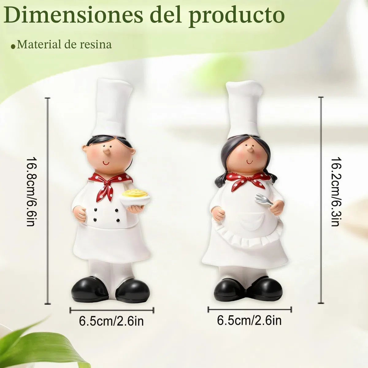 Tissting Escultura Chef Resina 2 Figuras Decoración Cocina Pareja Chef | Estatuas Chef para Bar Gabinete Panadería Regalo Restaurante