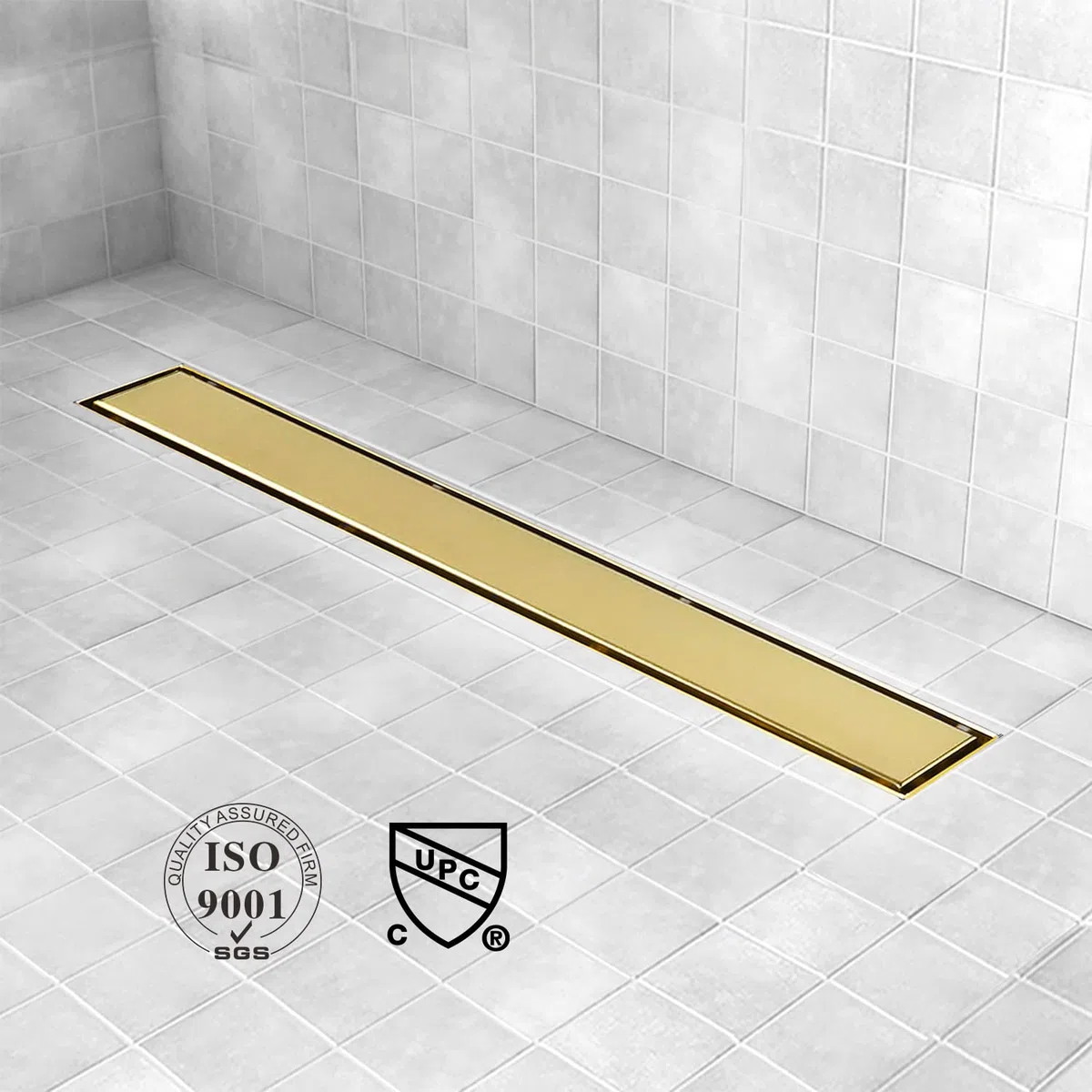 Desagüe de ducha lineal, drenaje dorado de 18 pulgadas con inserto de azulejos, panel 2 en 1, drenaje de piso de ducha dorado de acero inoxidable 304 cepillado, drenaje lineal con colador de