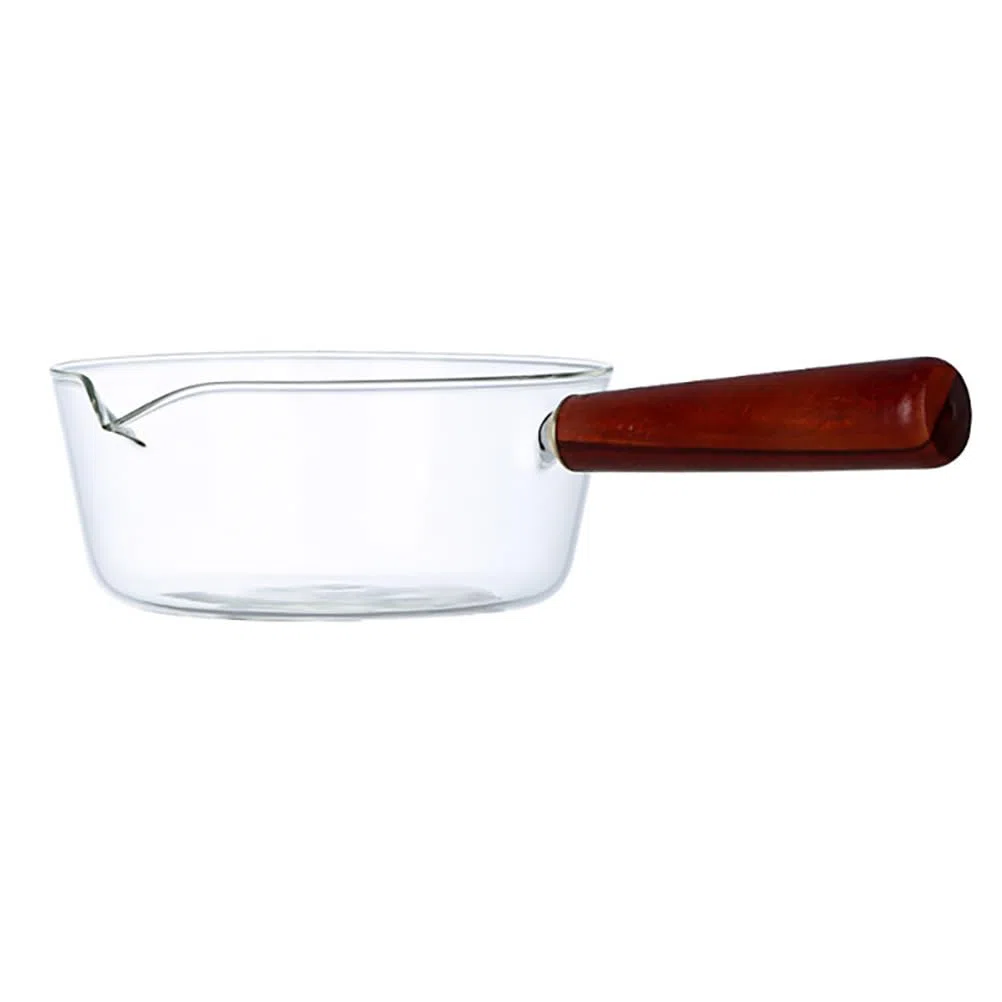 Zerodeko Olla De Cristal Para Cocinar Mini Cazo De Vidrio Para Leche Sopa Fideos Con Mango De Madera Apto Para Estufas De Gas Y Electricas