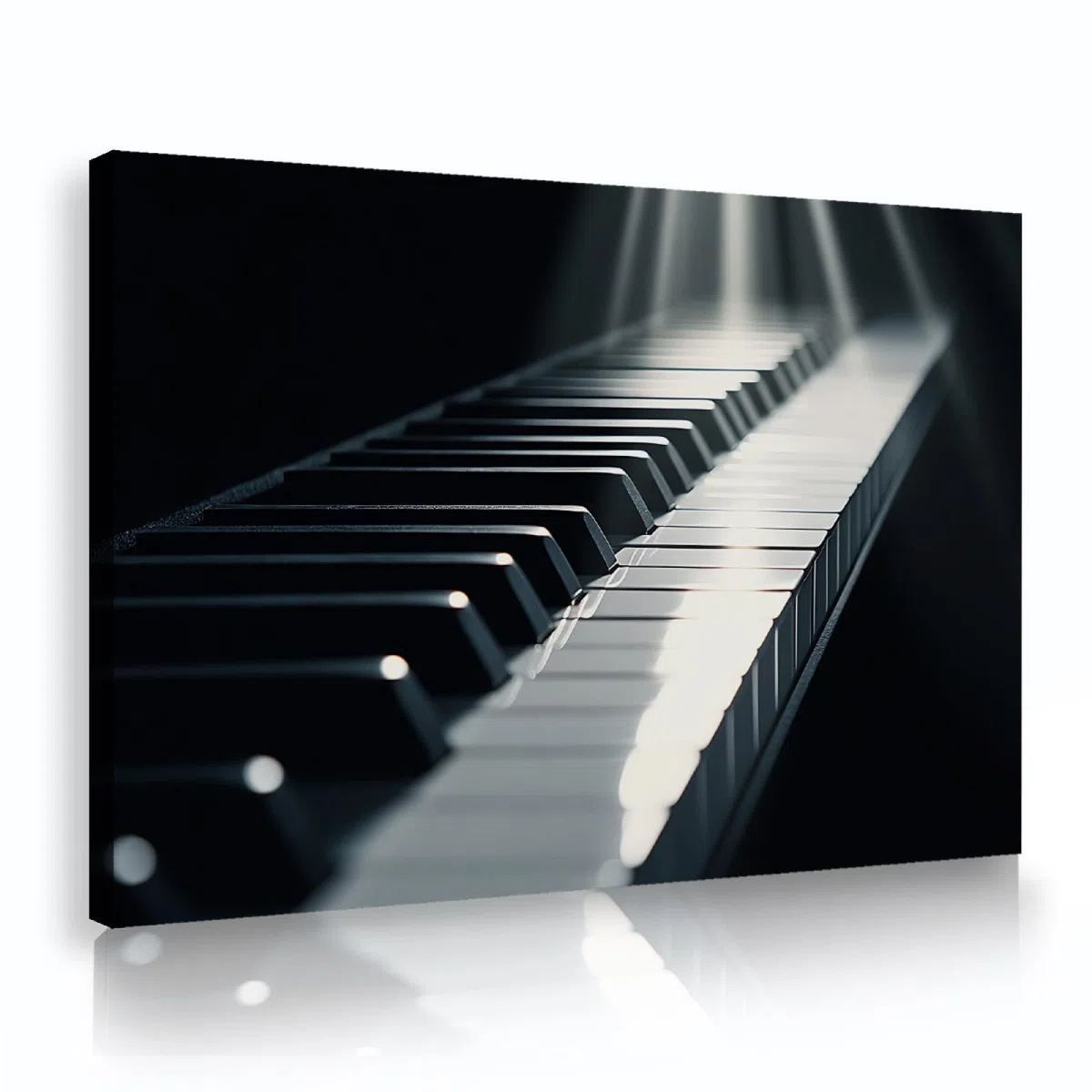 CHERHERART Lienzos de teclas de piano en blanco y negro para living oficina estudio aula obras de arte para el hogar abstracto luz del sol lienzo arte de pared decoración marco interior