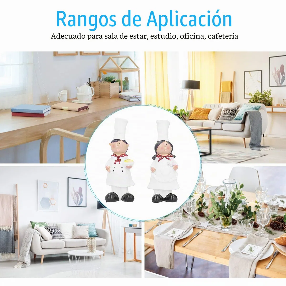Tissting Escultura Chef Resina 2 Figuras Decoración Cocina Pareja Chef | Estatuas Chef para Bar Gabinete Panadería Regalo Restaurante