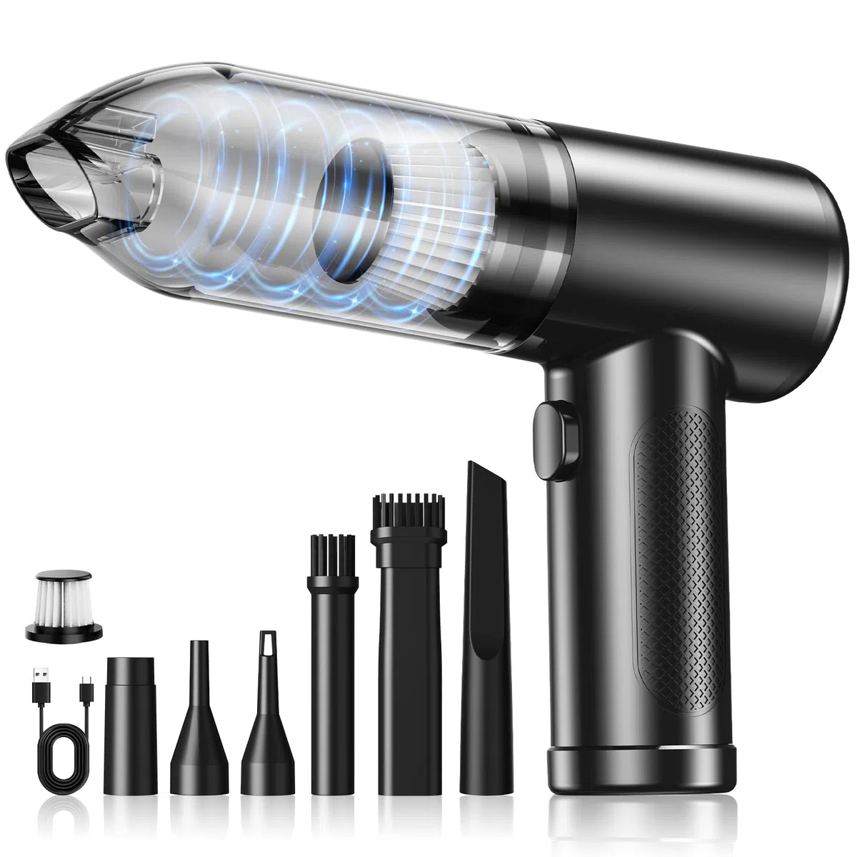 2026 Aspiradora de Mano,22000PA Aspiradora Mini 4 en 1 Sin Cable, Autovaciado con un Solo Botón y, 3 Niveles de Succión Motor sin Escobillas, para el/HogarPelos/Animales/Cocina (Negro)