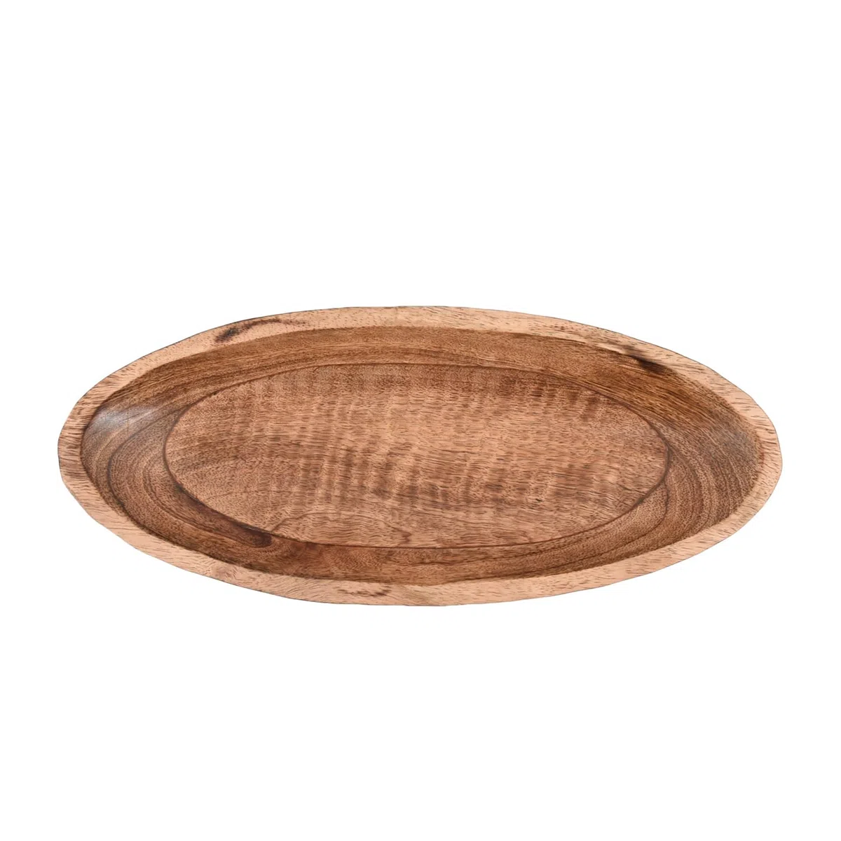 Cuenco decorativo de madera de mango para centro de mesa, comedor, sala de estar, decoración de cocina (35,56 cm x 15,24 cm x 5,84 cm)