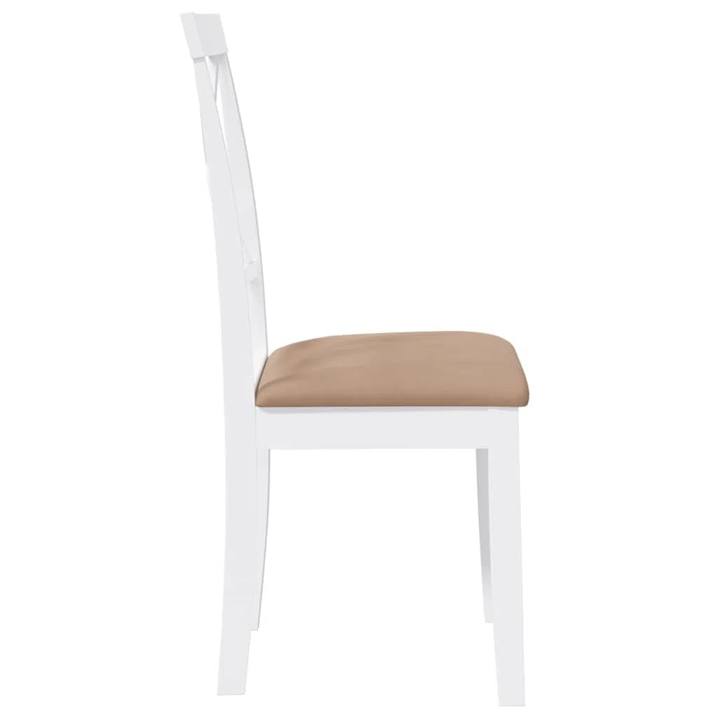 Sillas de comedor con cojín 2 uds. Árbol de caucho de madera maciza blanco, diseño ergonómico con respaldo cómodo para sentarse durante mucho tiempo, resistente a los golpes y duradero