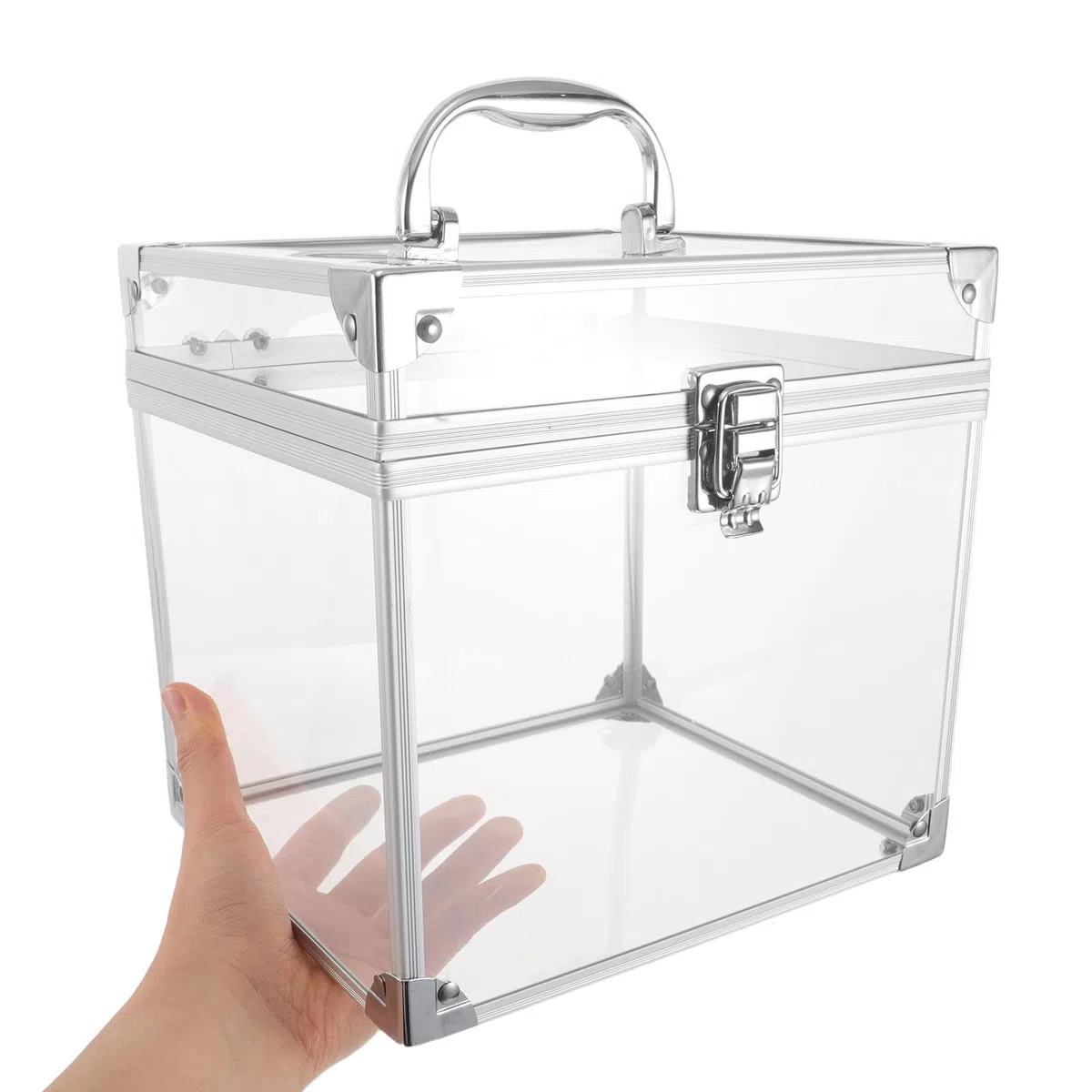 PRETYZOOM Caja Organizadora para Discos de Vinilo y CD con Tapa Segura Acrílico Transparente Grande para Almacenamiento Resistente Hogar Oficina y Sala de Música