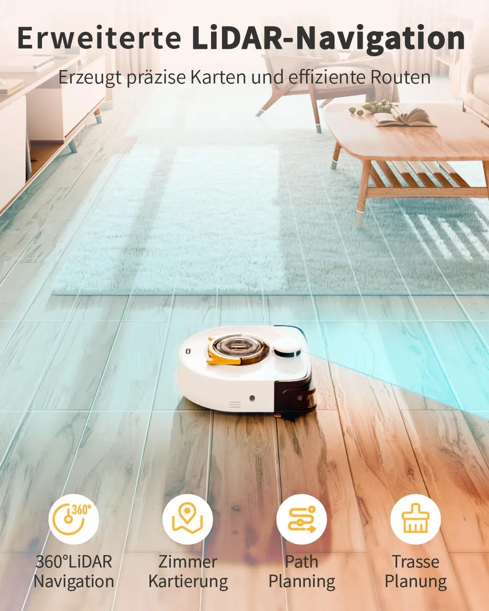 UBPET Aspiradora Robot 22000 Pa para Pelos de Mascotas en Alfombras y Suelos, Robot Limpiador Automático con Navegación LiDAR, Control por App, Carga Automática