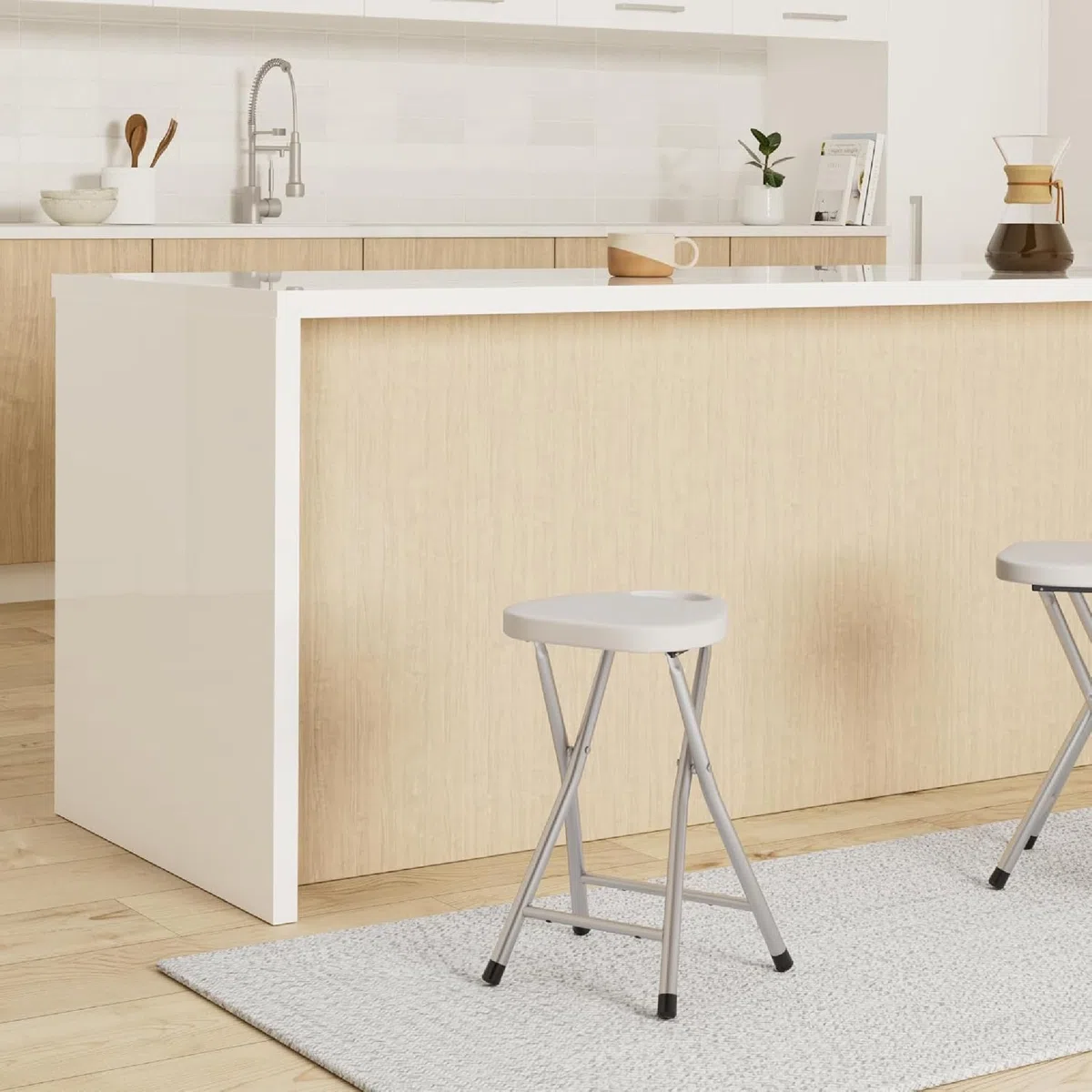 Gedy CO750200300 Taburete plegable, Blanco, 46,5x30x29,3 cm