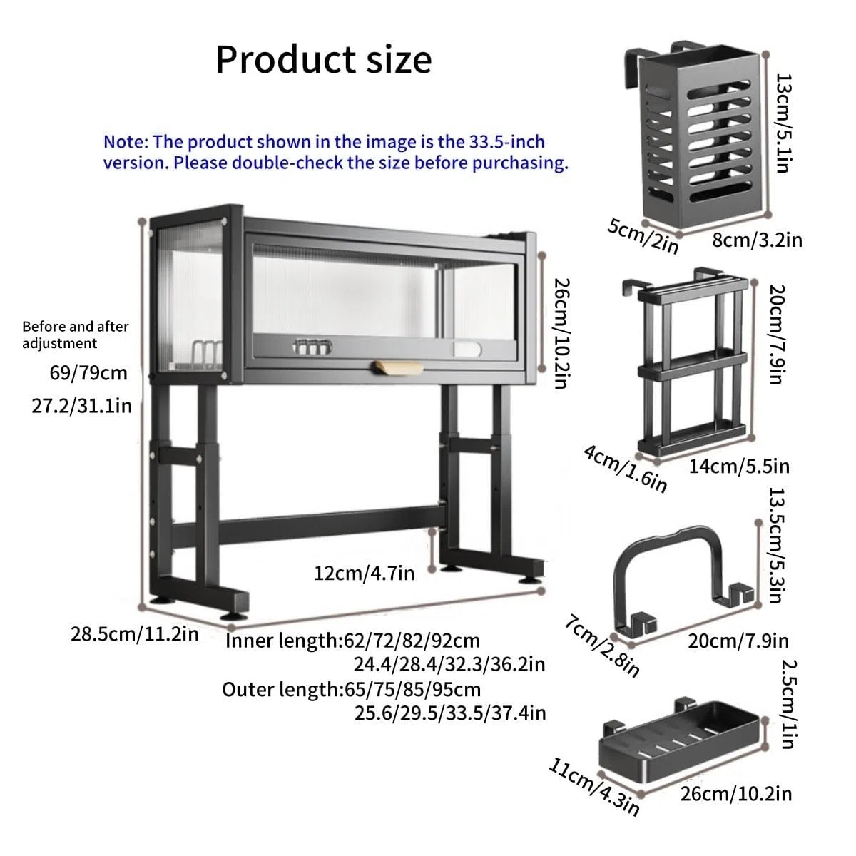 Genérico Escurreplatos sobre el Fregadero con Tapa Que Ahorra Espacio - Elegante escurridor de Platos Negro para Platos, Vasos, Cuencos y Cubiertos - Escurridor de 65 cm para maximizar el almacenamie