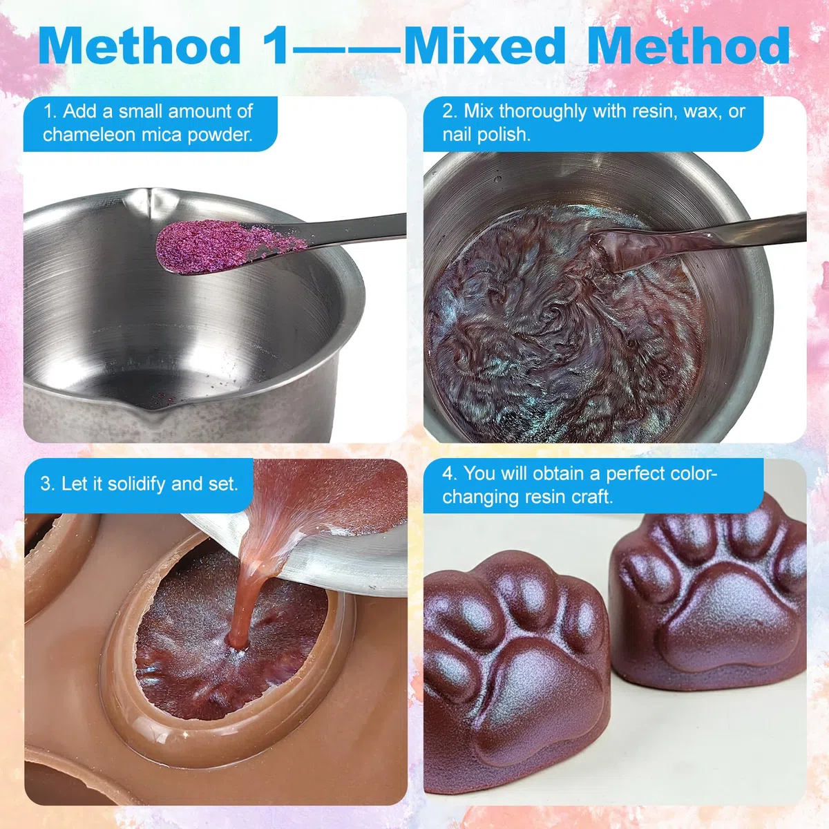Polvo de Mica Camaleón, 12 Colores x 5g Pigmentos Para Resina Epoxi, Tintes en Polvo de Perla Para Epoxy Resin, Jabón, Velas, Hacer Joyas, Bombas de Baño, Arte Uñas, Limo, Conjunto A
