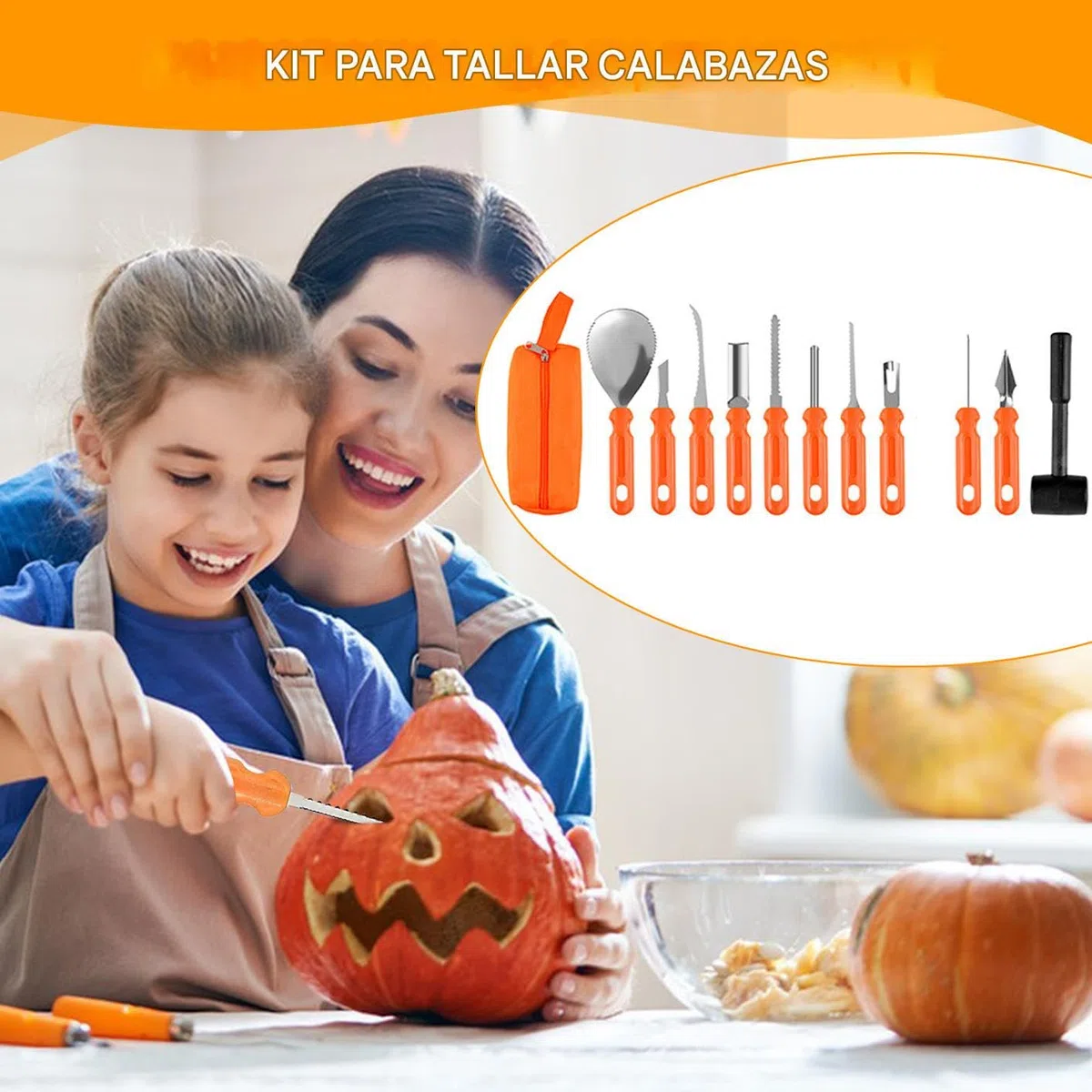 Kit De Herramientas Para Tallar Calabazas De Halloween | Set para Tallar Calabazas 'Lantern | Juego De 37 Piezas En Acero Inoxidable Robusto Para Toda La Familia