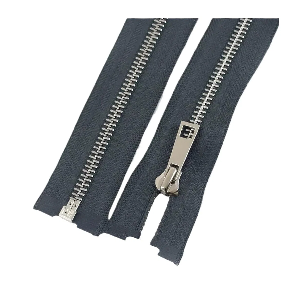 Cremallera de metal 5 #, 40/50/60/70/80 cm, apertura simple, dientes plateados, ropa, cierres de coser(Dark Grey, 50 cm, 5 # 5 unidades)