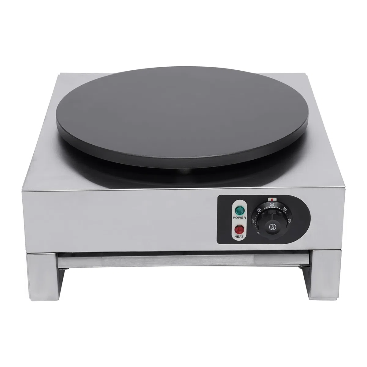 Crepera Electrica 3000W Máquina Comercial Para Hacer Crepes 50-300℃ Temperatura Ajustable Máquina de Crepé 40cm Bandeja con Indicadores Pies Antideslizantes Espátula de Madera