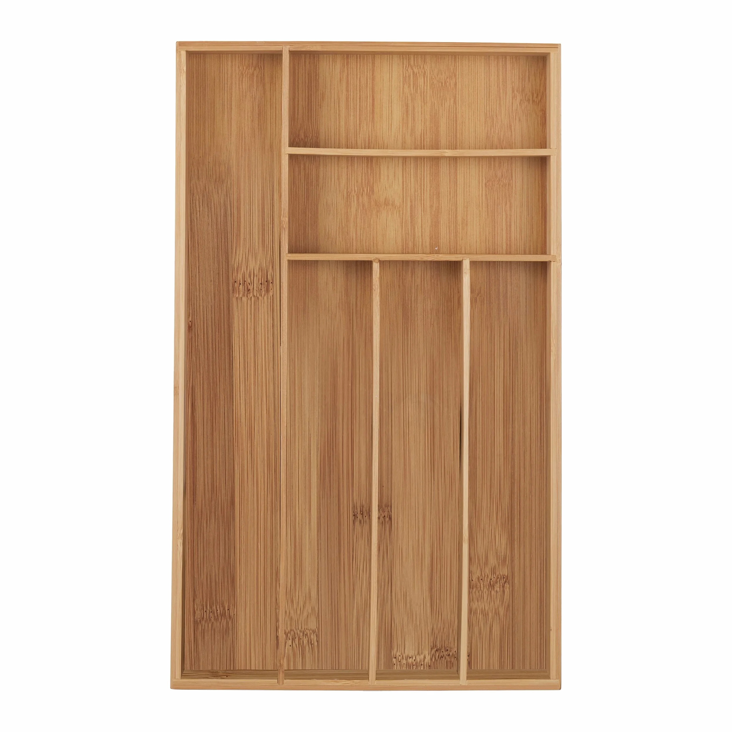 Relaxdays Cubertero Cajón Bambú, Organizador Cubiertos, Separador 6 Compartimentos Cajones, 5 x 27,5 x 46 cm, Natural