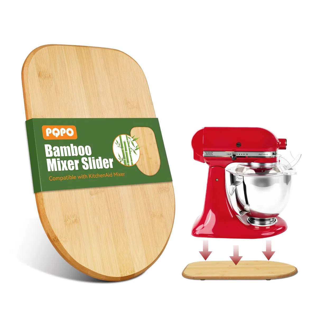 Mezclador deslizante de bambú compatible con batidora de soporte de elevación de tazón de cocina (4.5 cuartos de galón)
