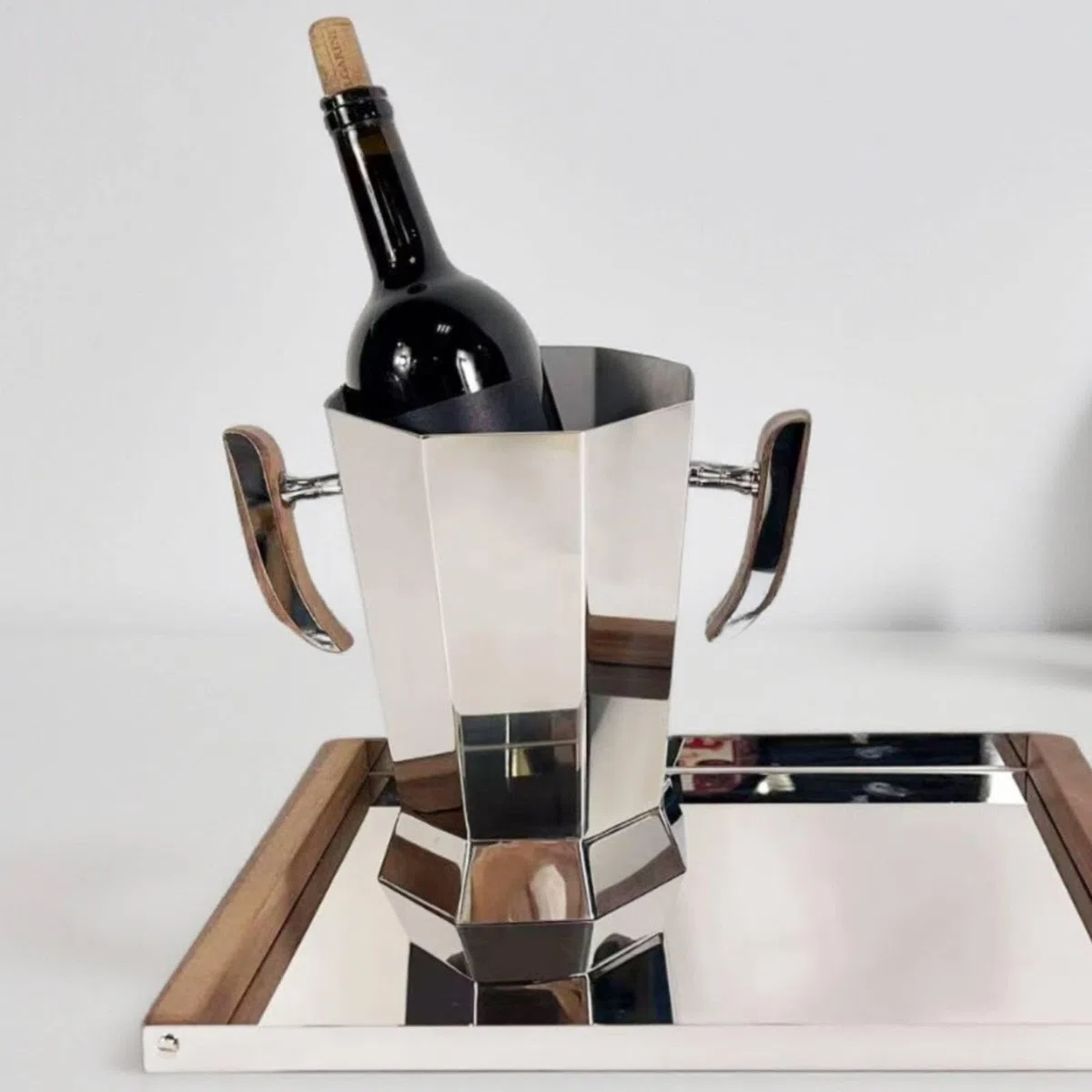 Cubo de Champán Cubitera Recipiente Balde de Hielo de Acero Inoxidable con Superficie Espejada Elegantes Mantiene una Botella Fría y Lista Adecuado para Celebraciones Mostradores y Vitrinas