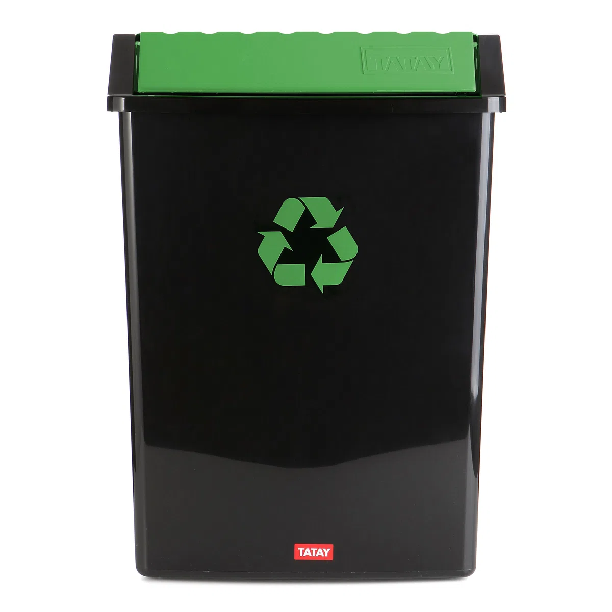 Tatay Cubo de Reciclaje 50L con Tapa Basculante | Uso Interior y Exterior | Apto para Bolsas de 30L a 50L | Acabado Anti UV | Plástico Resistente Libre de BPA | 40,5x33,5x57,5 cm, Negro, Vidrio