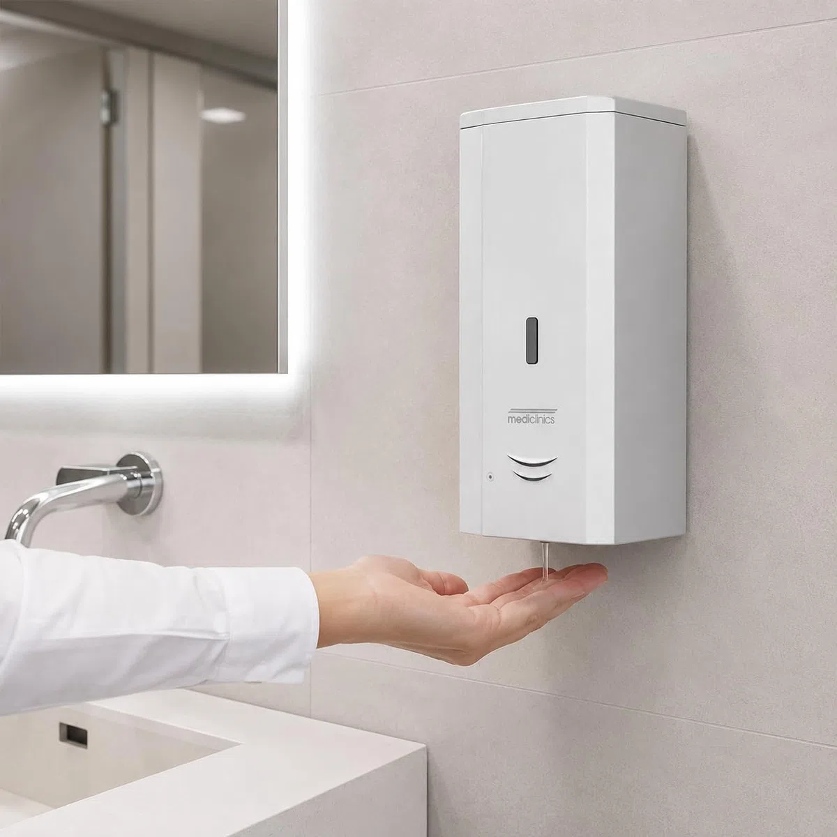 Mediclinics Dosificador Automático de Jabón 1 Litro Sin Contacto | Dispensador de Jabón para Pared en Baños Públicos, Hospitales, Oficinas, Restaurantes y Colectividades | DJ0037ACS