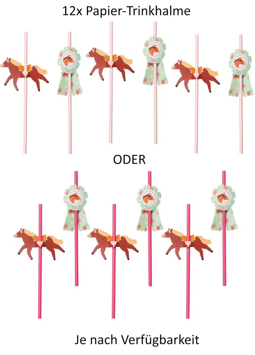 Vajilla de 48 piezas, diseño de pony, caballos dulces, cumpleaños, niñas, niños, fiestas, cumpleaños infantiles, adultos, vajilla de cartón, caballo, jinete, para 12 personas
