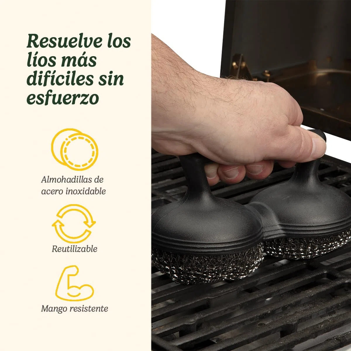 Cuisinart Cepillo para Parrilla Power Scour| Cepillo para la Limpieza de barbacoas de Servicio Pesado | Limpiador de Parrillas de Acero Inoxidable | para Uso en Parrillas eléctricas o de Gas