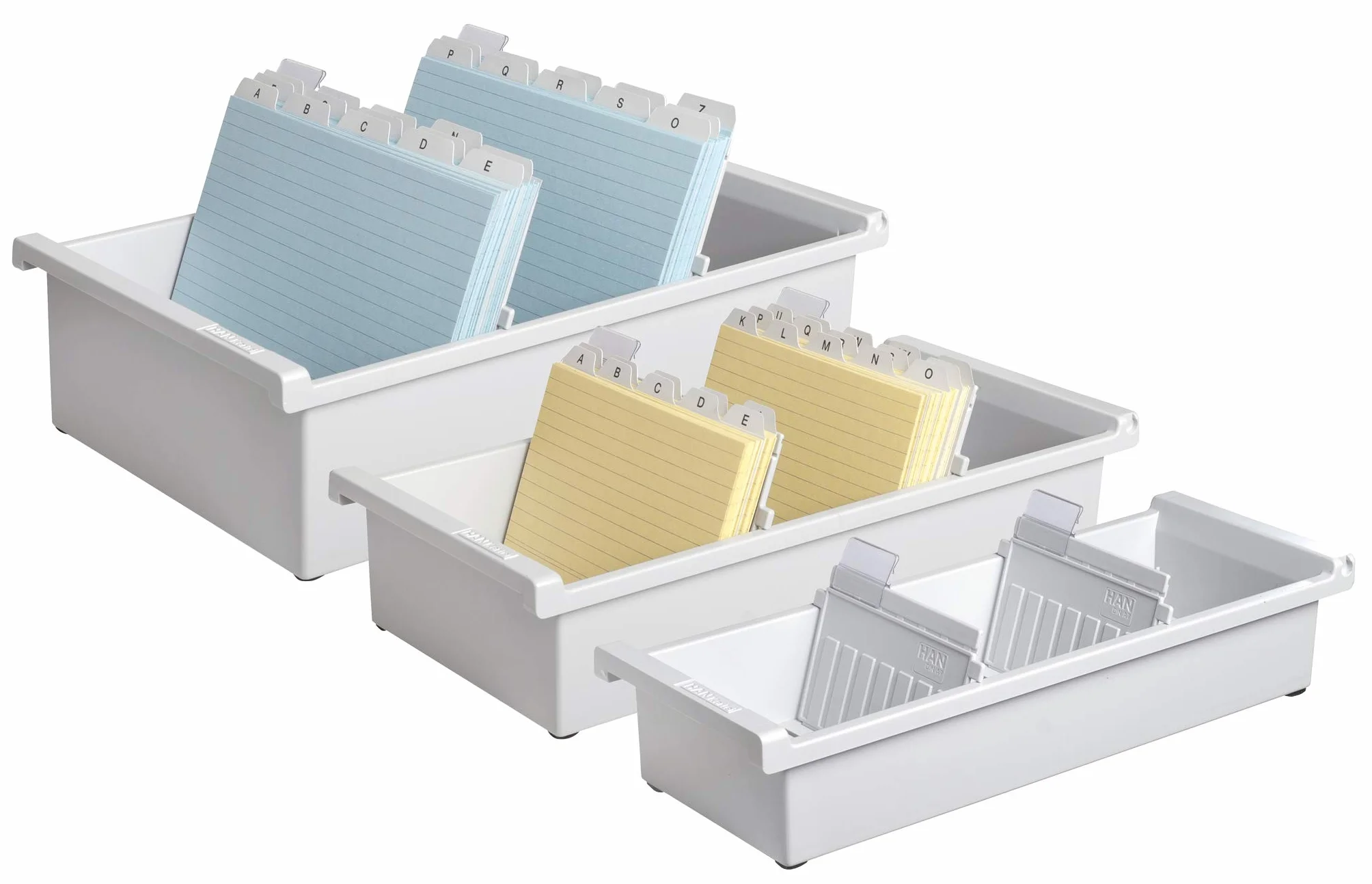 HAN 955-0-11 - Cajón para tarjetas, capacidad para 1300 tarjetas aprox., A5 horizontal, 228 x 96 x 347 mm, color gris