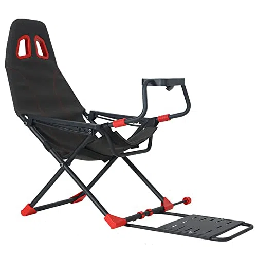 Cabina simuladora de volante de carreras con soporte ajustable para volante, asiento y respaldo plegables ergonómicos, compatible con Xbox One, PS4, PC