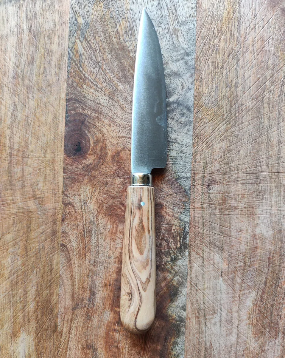 PALLARES Cuchillo Cocina Mango Redondo Madera de Olivo.Acero Inoxidable 10cm.