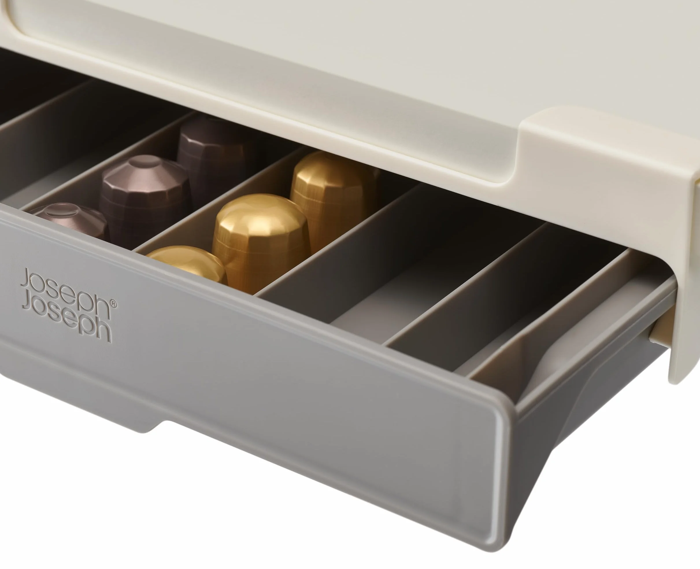 Joseph Joseph CupboardStore, Cajón porta cápsulas de café Nespresso bajo el estante, capacidad para 30 cápsulas, gris.