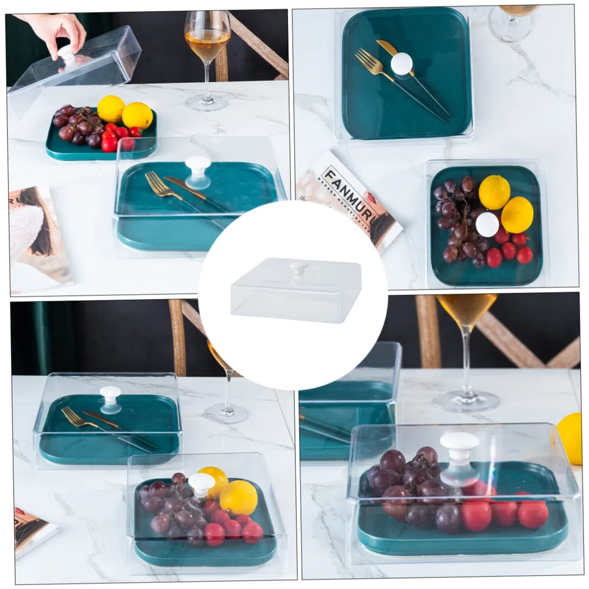ABOOFAN Cubierta Protectora para Alimentos Grande Cuadrada Transparente, Tapa para Microondas Resistente al Calor, Accesorio de Cocina para Conservación y Prevención de Salpicaduras,