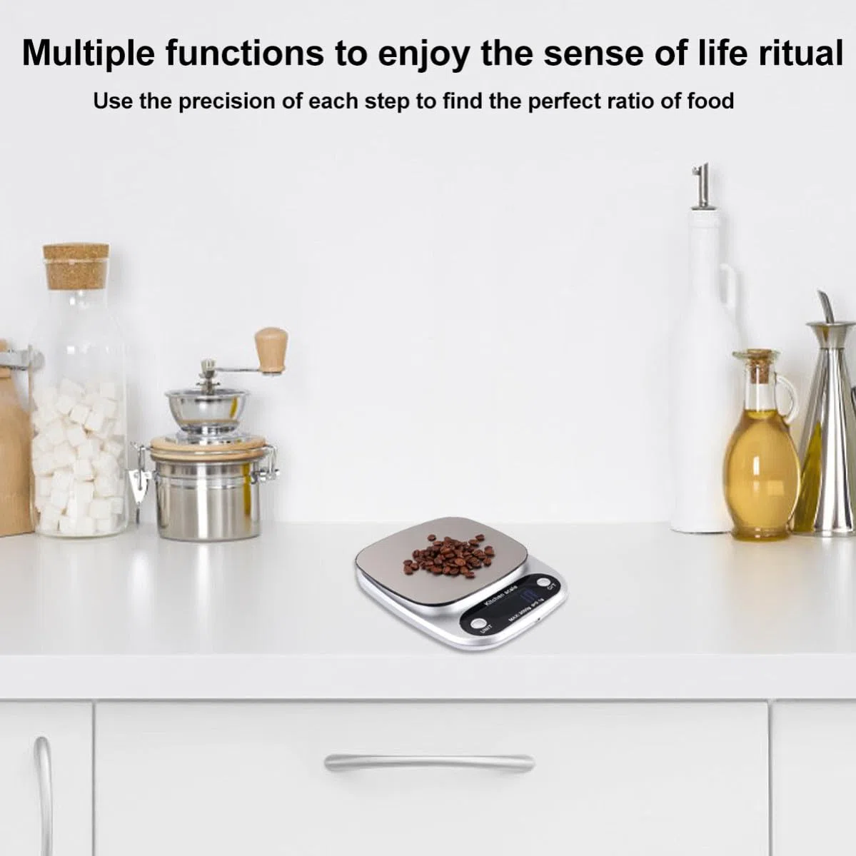Beaupretty Báscula Sensores de Alta Precisión Digital de Cocina Recargable de Acero Inoxidable y Capacidad de 3 Kg para Uso en Cocina y Joyería
